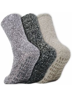 Daventry Ultra Thick Fluffy Grip Socks 3pk, Non-Skid Slipper Hospital Sock