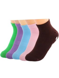 kilofly 5 pairs Non-Skid Soft Cotton Summer Slippers Gripper Socks Value Pack
