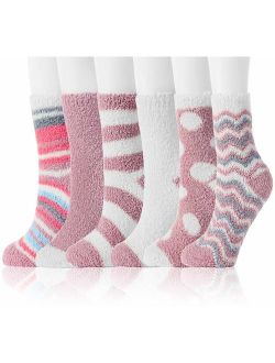Fuzzy Socks for Women Winter Warm Soft Fluffy Socks for Home Sleeping Indoor Thick Cozy Plush Sock 4, 6 Pairs