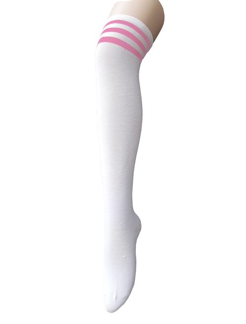 Century Star Women's Casual Athlete Striped Over Knee Thin Thigh High Tights Long Stocking Socks