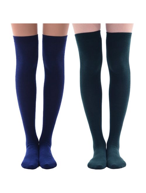 Women's Over Knee High Socks, MEIKAN Fashion Cotton Cosplay Thigh High Socks 3 Pack