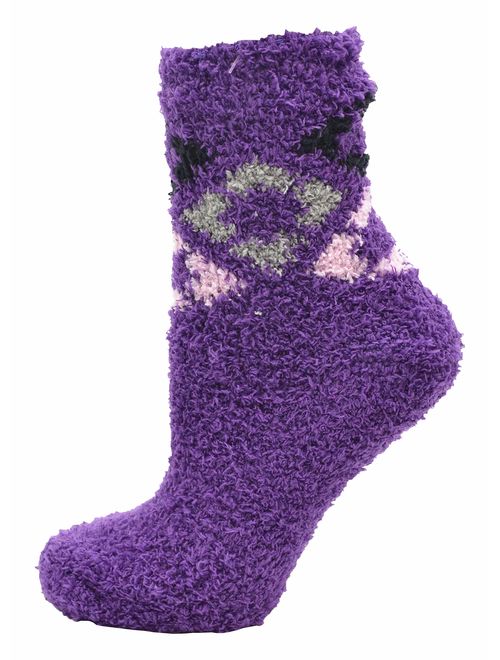 Soft Fuzzy Socks, 12 Pairs Womens Girls, Warm Microfiber Slippers with Non Skid Sole, Assorted Gift Pack