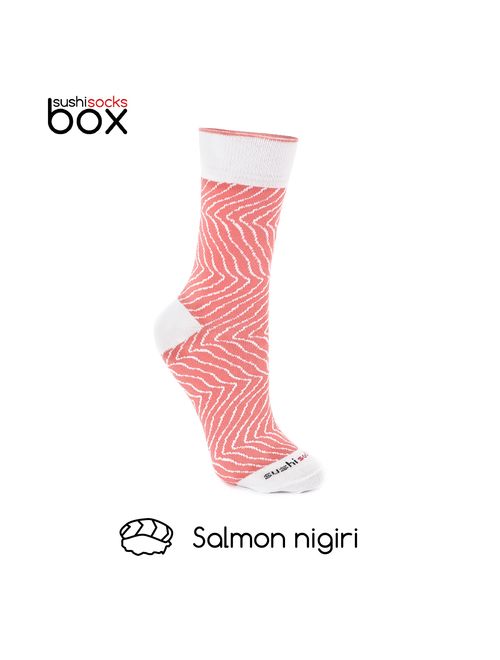 Rainbow Socks - Men's Women's - Sushi Socks Box Salmon - 1 Pair