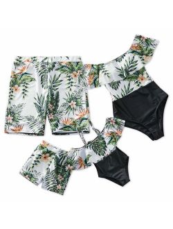 IFFEI Mommy and Me Swimsuit One Piece Pineapple Printed Family Matching Swimwear