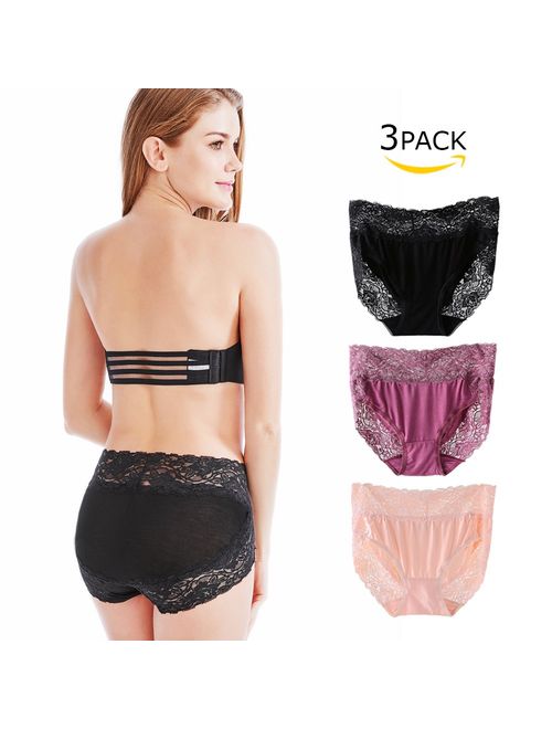 Womens Lace Panties Sexy Lingerie Hipster Underwear Waist Briefs 3 Pack