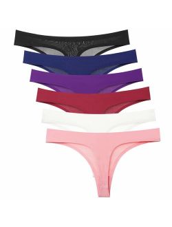 DRESHOW 6 Pack Cotton Underwear Women Breathable Thongs Bikini Panties Underwear