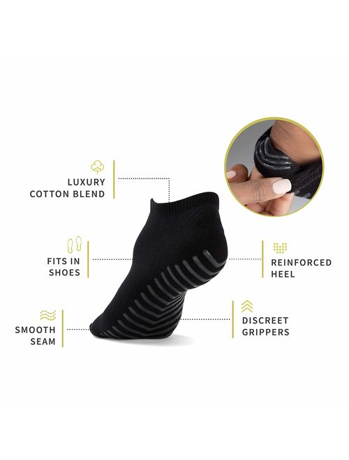 Non Slip Socks for Women or Men, Barre Socks With Grips, Non Skid Socks for Yoga, Hospital Socks (3 pairs)