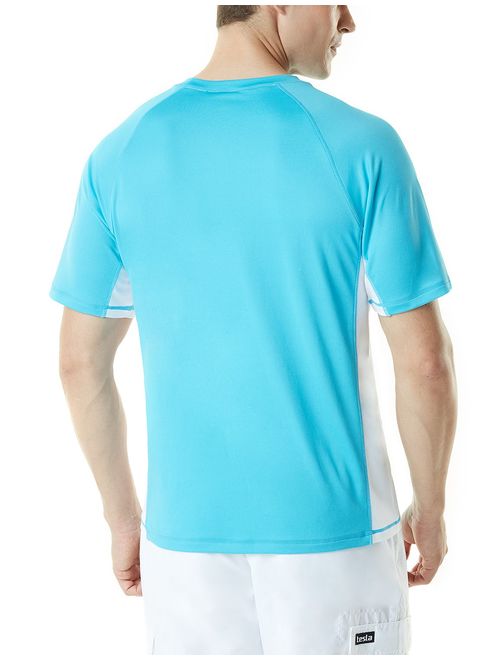TSLA Men's (Pack of 1, 2) UPF 50+Swim Shirt Loose-Fit Swim Tee Rashguard Top