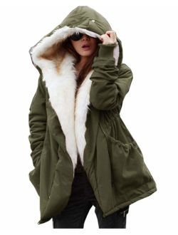 Roiii Women's Teddy Bear Casual Shearling Coat Jacket Long Sleeve Lapel Fluffy Fur Outwear