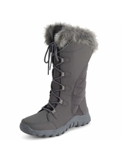 Polar Womens Quilted Lace Up Grey Outdoor Snow Rain Duck Boot