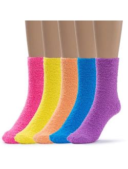 Silky Toes Womens 5 Pairs Warm Fuzzy Slipper Casual Socks