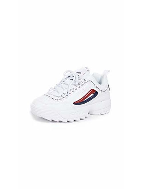 Fila Womens Disrupter II Premium Repeat Leather Low Top Lace Up Fashion Sneak.