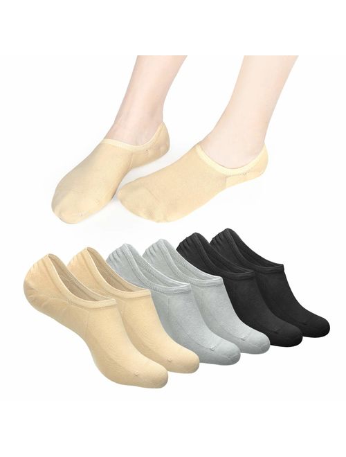 BOTINDO No Show Socks Women 3-6 pairs Low Cut Cotton Casual Ankle Socks with Non Slip Flat Boat Line