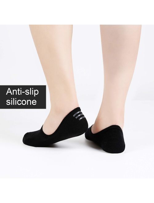 BOTINDO No Show Socks Women 3-6 pairs Low Cut Cotton Casual Ankle Socks with Non Slip Flat Boat Line