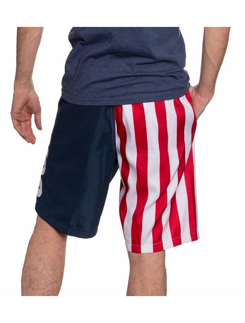 Calhoun Men's Americana USA Flag Fourth of July Swim Board Shorts (USA, Large)