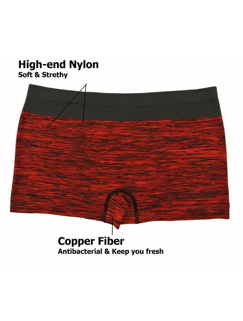 Jzy Qzn Women's Seamless Boyshort Panties Copper Infused Underwear Nylon Stretch Boxer Briefs