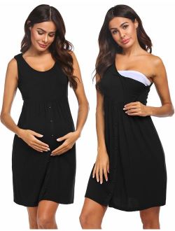Nursing Dress,Maternity Nightgown Women's Delivery/Labor Breastfeeding Sleep Dress