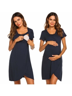Nursing Dress,Maternity Nightgown Women's Delivery/Labor Breastfeeding Sleep Dress