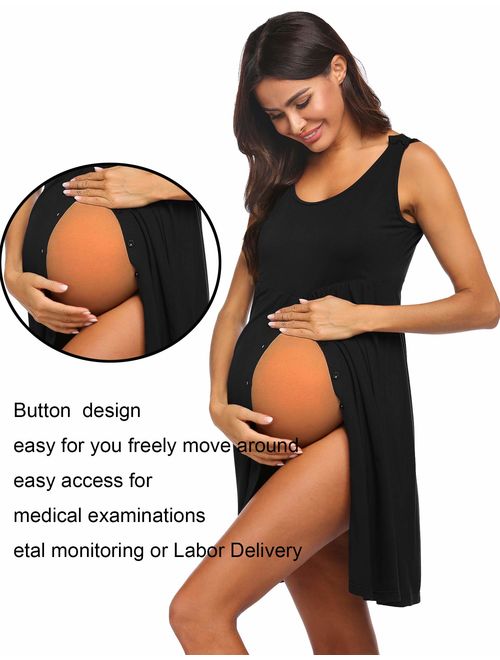 Ekouaer Nursing Dress,Maternity Nightgown Women's Delivery/Labor Breastfeeding Sleep Dress