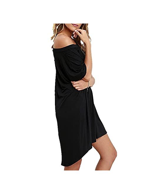 Hioinieiy Women's Tshirt Dress, Plus Size Top, Nightshirt Nightgown, Cover Up, Short Sleeve High Low Loose Soft