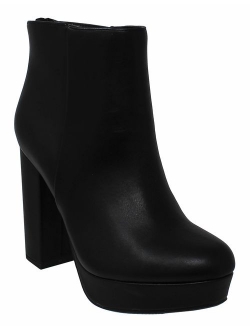 MVE Shoes Women's Ankle Bootie Side Zip Chunky Heel Boots