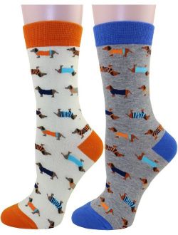 Carahere Women's Cute Animal Pattern Novelty Fun Cotton Crew Socks