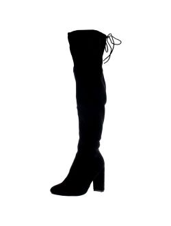 Womens Wide Fit Stretch Long Thigh High Winter Riding Block Heel Boots
