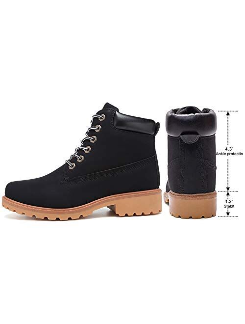 Geddard Waterproof Ankle Boots for Women Low Heel Lace Up Work Combat Boots