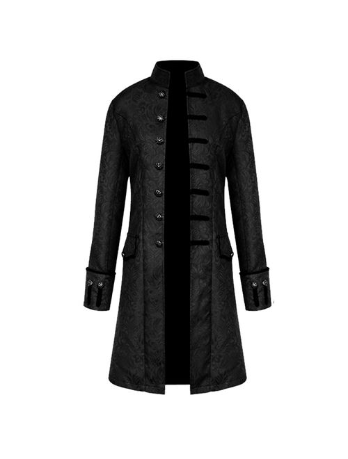 H&ZY Men Steampunk Vintage Jacket Halloween Costume Retro Gothic Victorian Frock Coat Uniform