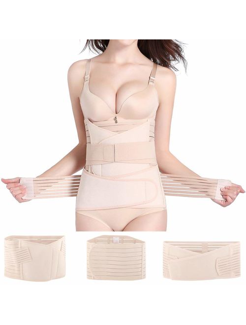 3 in 1 Postpartum Belly Wrap, Women C Section Girdle Belt Post Partum Support Recovery Band