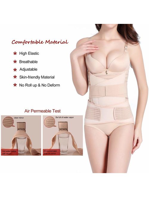 3 in 1 Postpartum Belly Wrap, Women C Section Girdle Belt Post Partum Support Recovery Band