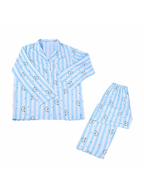 Yicool Kpop Pajama Set BTS Cartoon Characters Sleepwear Long Sleeve Tops and Pants Sets