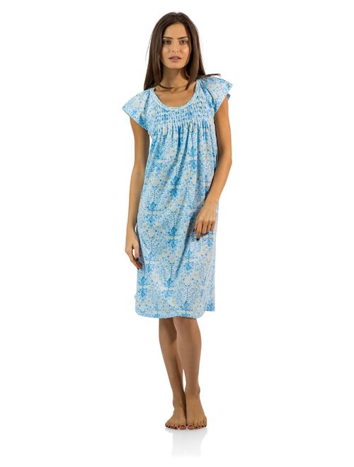 Casual Nights Women's Smocked Lace Short Sleeve Nightgown