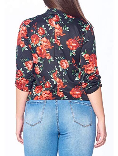 Bubble B Womens Floral Print Blazer 3/4 Sleeve Jackets S to 3X 