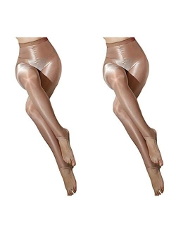 Kffyeye Women's Control Top Thickness Stockings Pantyhose, Ultra Shimmery Stretch Plus Footed Tights