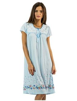 Casual Nights Women's Fancy Lace Flower Short Sleeve Nightgown