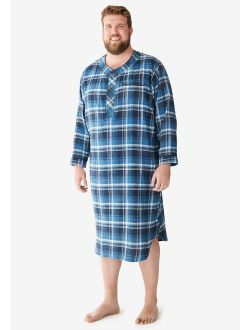 KingSize Men's Big and Tall Plaid Flannel Nightshirt