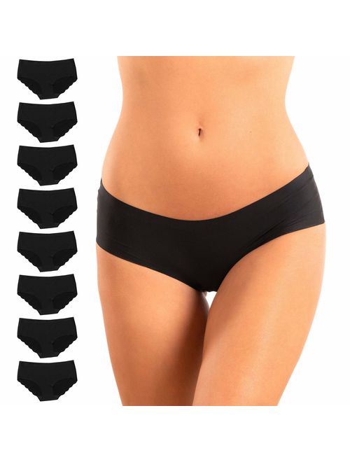 Alyce Ives Intimates Women's Laser Cut No Show Invisible Bikini Hipster Panties, Pack of 8