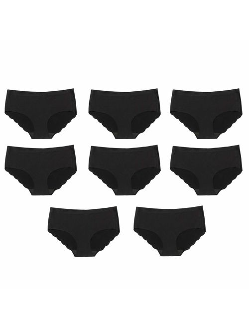 Alyce Ives Intimates Women's Laser Cut No Show Invisible Bikini Hipster Panties, Pack of 8