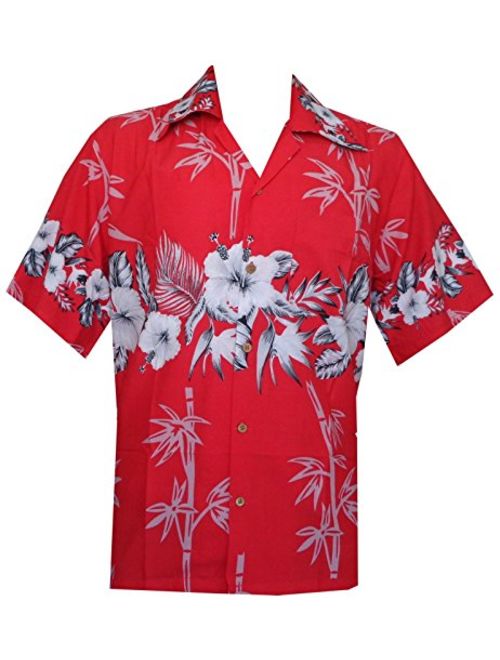 VICALLED Mens Hawaiian Aloha Shirt Short Sleeve Floral Print Button Down Beach Party Shirt 