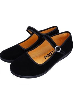 pestor Velvet Mary Jane Shoes Ballerina Ballet Flats Yoga Exercise Dance Shoes