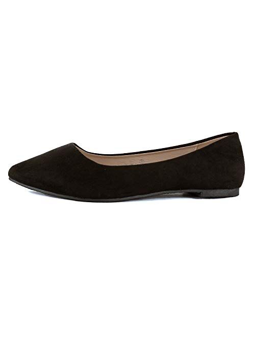 Guilty Shoes Womens Pointy Toe Ballet Slip On Flats - Classic Casual Comfortable Flats - Many Colors to Choose