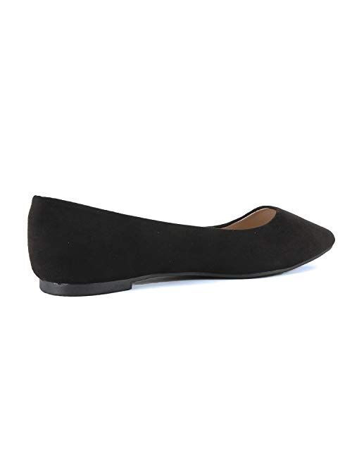 Guilty Shoes Womens Pointy Toe Ballet Slip On Flats - Classic Casual Comfortable Flats - Many Colors to Choose