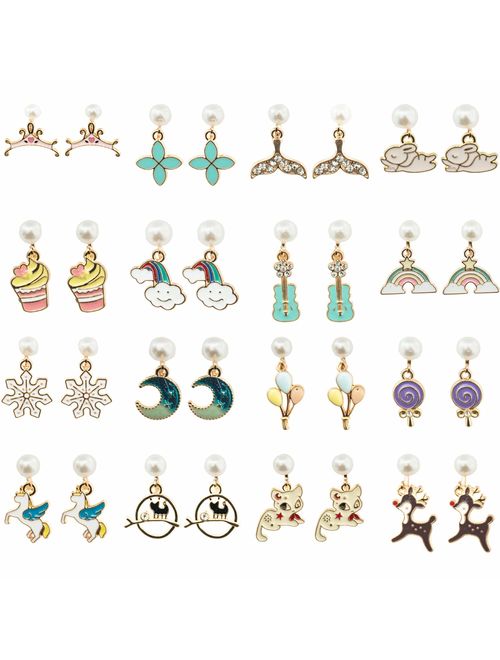 SOTOGO 16 Pairs Clip On Earrings for Little Girls and Women