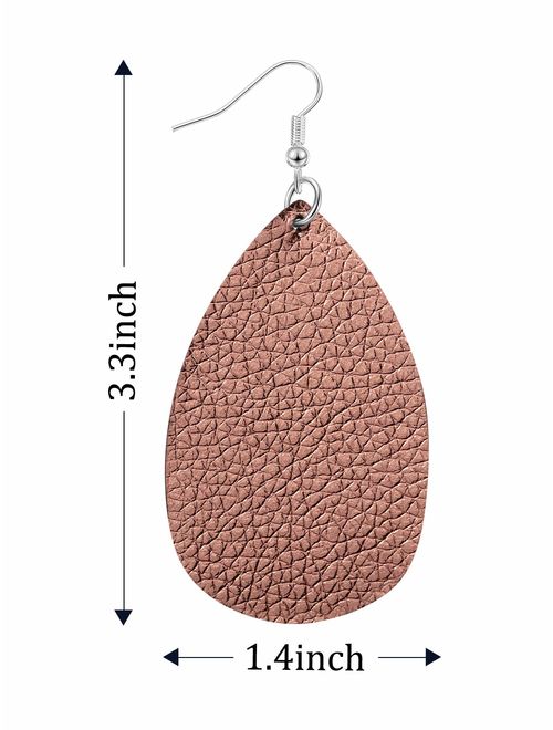20 Pairs Faux Leather Teardrop Petal Earrings for Ladies Antique Leather Earrings for Women Girls