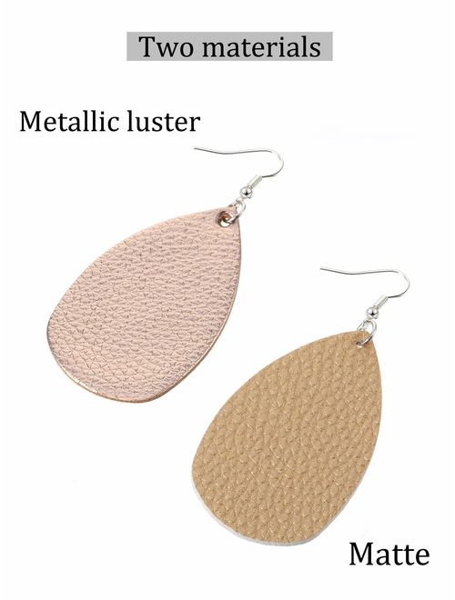 20 Pairs Faux Leather Teardrop Petal Earrings for Ladies Antique Leather Earrings for Women Girls