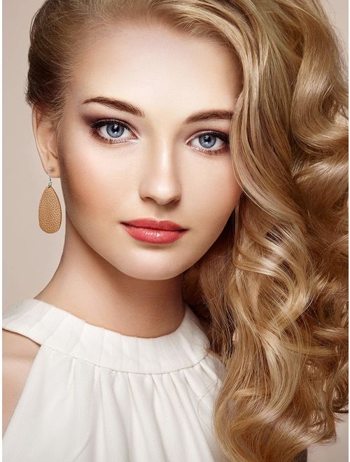 20 Pairs Faux Leather Teardrop Petal Earrings for Ladies Antique Leather Earrings for Women Girls