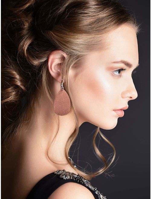 20 Pairs Faux Leather Teardrop Petal Earrings for Ladies Antique Leather Earrings for Women Girls