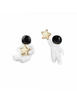 SimpleLif Cute Stud Earring/Astronaut Small Asymmetrical Earrings for Women Girl,1.6 X 2.2 cm