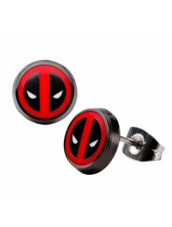 Deadpool Enamel Logo Round Stud Earrings 316L